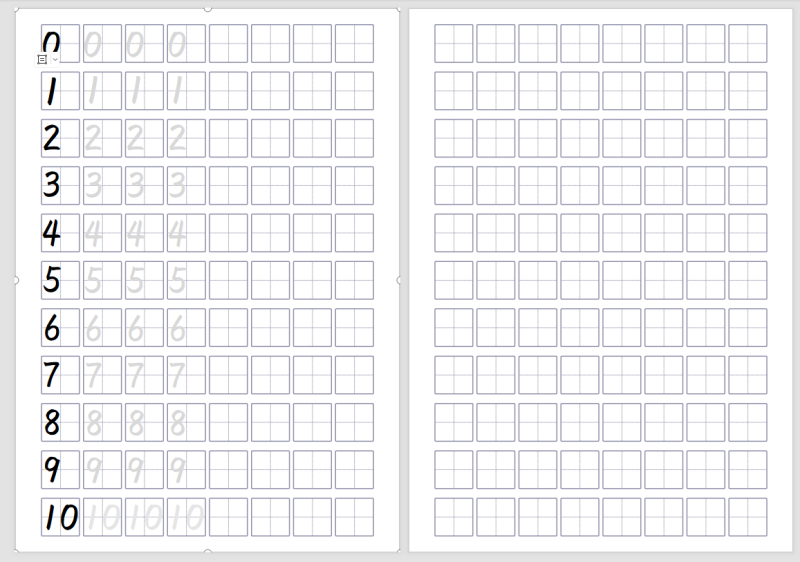 阿拉伯数字描红字帖田字格数字字帖-A4打印可修改，word模板-打印鸭
